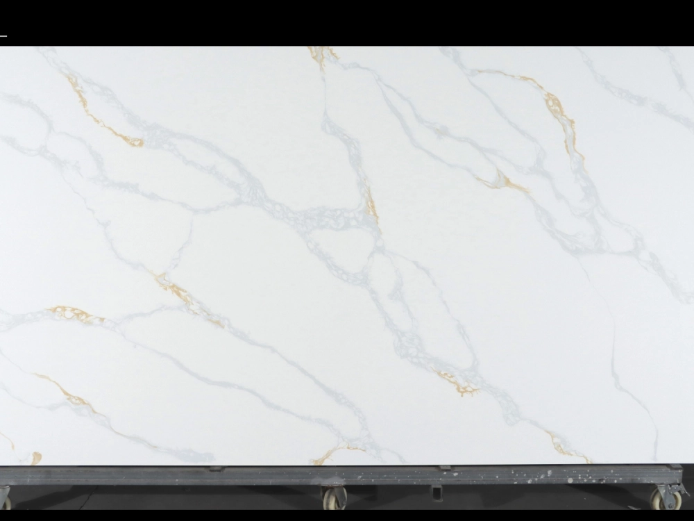 Calacatta White Quartz Slab GSQ 6626 |  Large Format for Kitchen Countertops & Vanity Tops