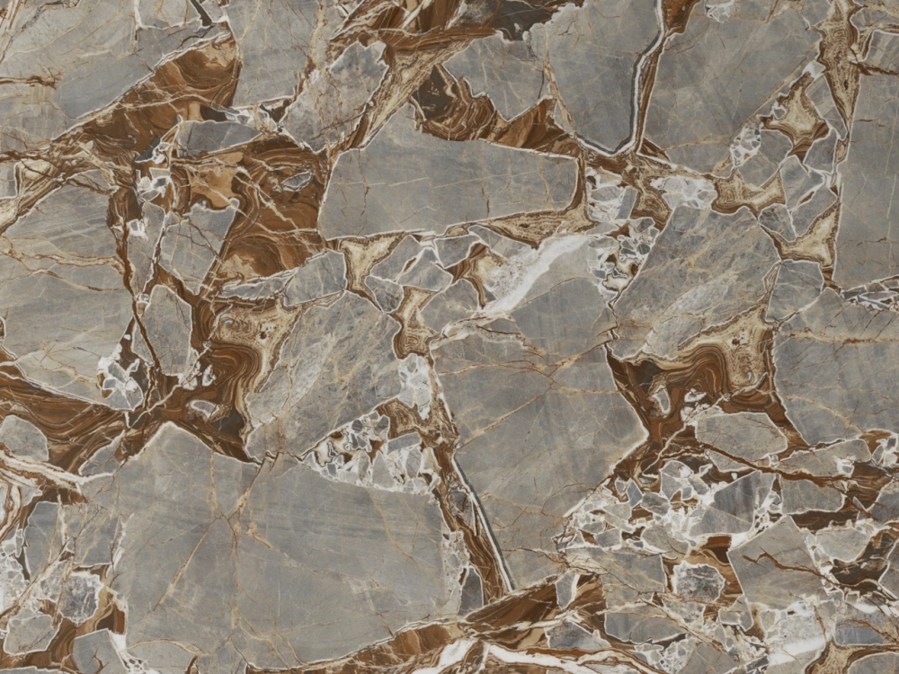 Piedra sinterizada HQL177 Bugatti Gold para interiores y exteriores.