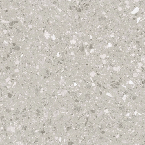 Baldosa rústica mate de terrazo gris claro para proyectos de interiores modernos en hoteles y locales comerciales.
